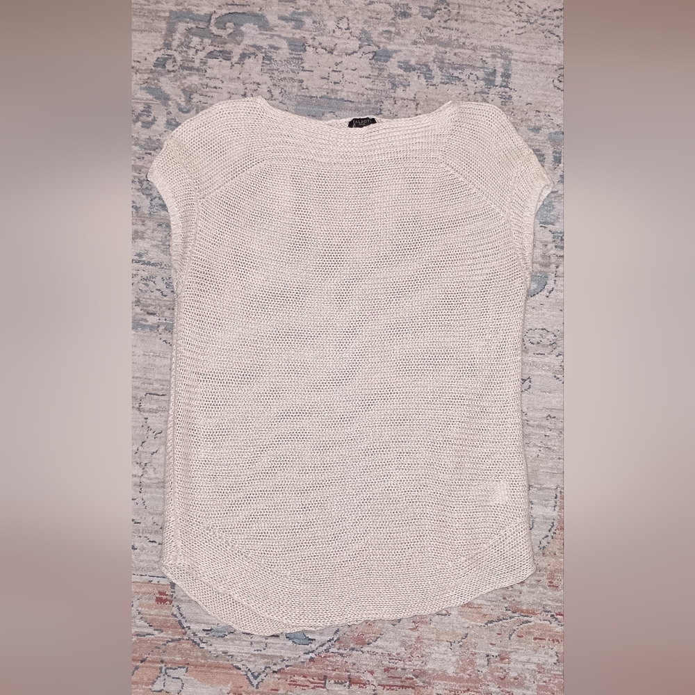 Talbots linen Crochet Pullover Short Sleeve Sweater Small